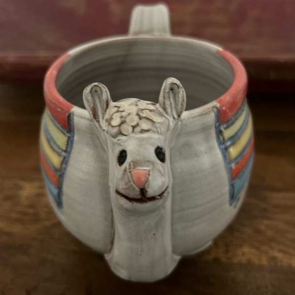 MudWorks Dolly the Llama Handmade Pottery Mug - Picture 2 of 6